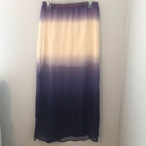 Ombré cream and purple maxi skirt